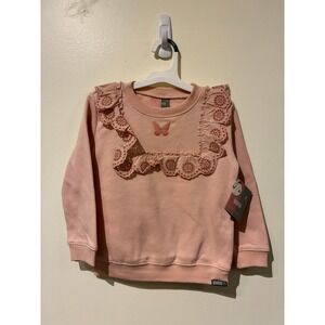 NWT Modern Moments x Wicked Glinda Pink Eyelet Ruffle Butterfly Sweatshirt 5T